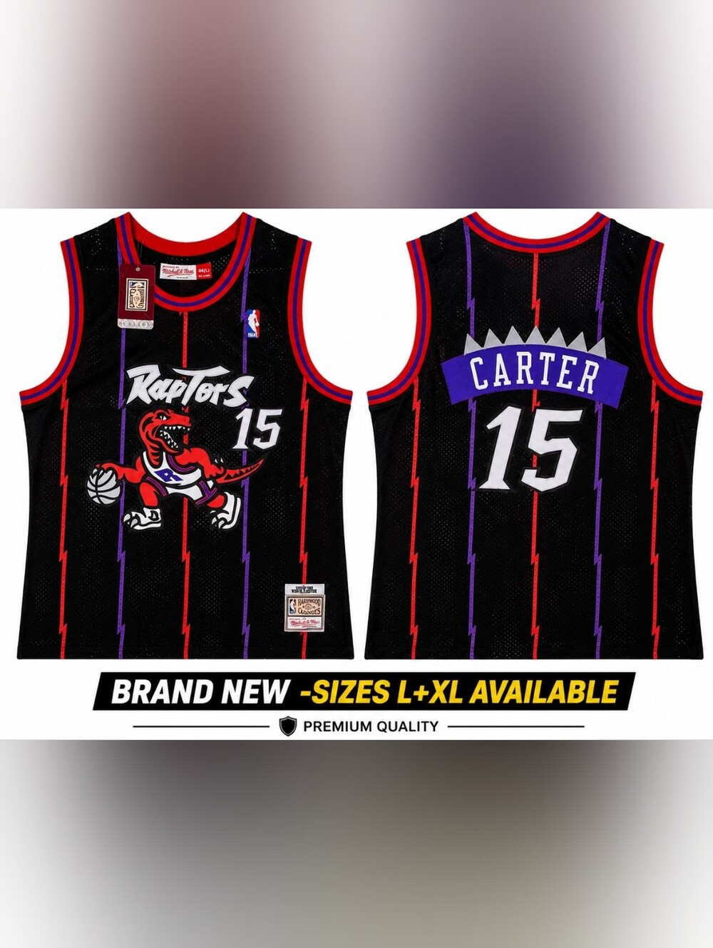 Mitchell & Ness Black Toronto Raptors Vince Carter #15 Retro Jersey